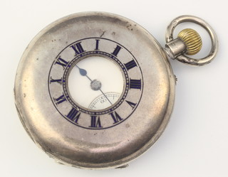 A Victorian silver half hunter pocket watch with seconds at 6 o'clock