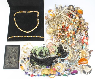 A Swarovski gilt and paste set bracelet and necklace boxed and minor costume jewellery 
