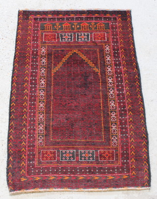 A red ground Belochi prayer rug 54" x 34" 