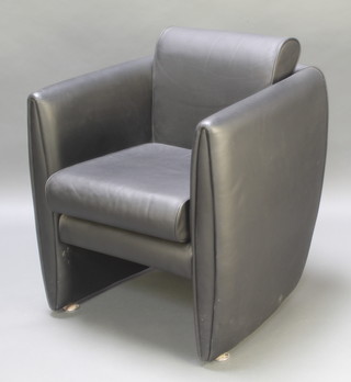  Boss Designs, a mid 20th Century arm chair upholstered in black simulated leather 