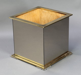 A mid 20th Century gilt metal and glass square shaped planter 17" x 17" square
