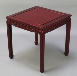 A square Chinese hardwood occasional table with carved apron 22" x 22" x 22" 