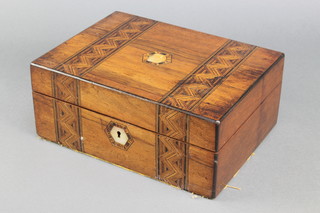 A Victorian inlaid mahogany trinket box with hinged lid 5"h x 10 1/2"w x 8"d 