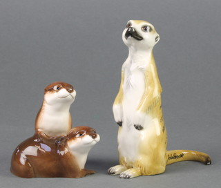 2 John Beswick figures Meerkat 4" and Otters 2" 