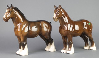 2 Beswick Standing Shire Mare, brown gloss 818, 8 1/2" 