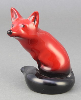 A Royal Doulton flambe figure of a seated fox 4 1/4" 