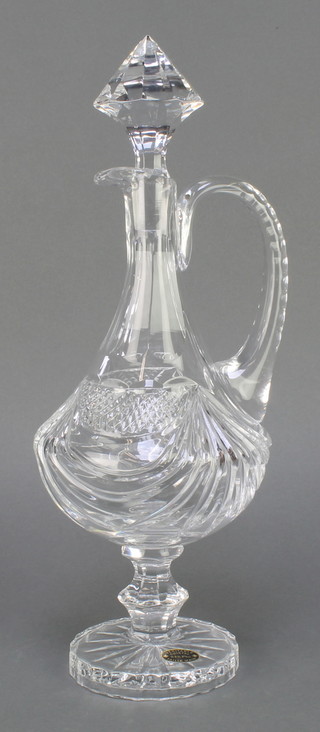 A Continental glass ewer and stopper 17", boxed