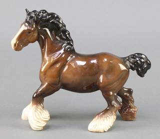 A Beswick figure of a standing brown shire horse 10" 