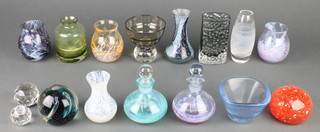 A Caithness Art Glass scent bottle 4 1/2", a collection of Studio glassware