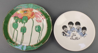 A Washington Potteries Beatles plate 7", a Royal Doulton Art Nouveau plate decorated with poppies 8 1/2" 