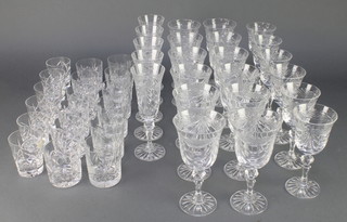 A set of contemporary French table glassware comprising 12 wines, 5 champagnes, 6 small wines, together with 15 tumblers 