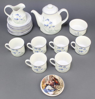 A Royal Doulton Minerva pattern coffee set comprising 6 cups 6 saucers 6 sandwich plates a coffee pot cream jug and sugar bowl together with a Cries of London pot lid