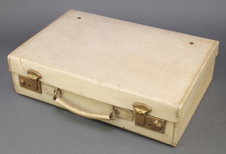 A parchment attache case with brass locks 4" x 16" x 10 1/2" 