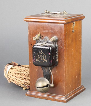 An Edwardian invalid call bell contained in a mahogany case 