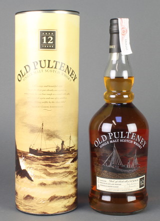 A litre bottle of Old Pulteney 12 year old single malt whisky  