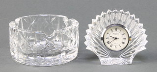 A Waterford crystal quartz timepiece 3", a ditto ashtray 3 1/2" 