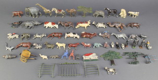 A collection of Britains figures, zoo and farm yard animals, play worn