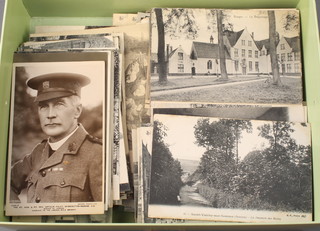 A quantity of First World War and later  black and white postcards 
