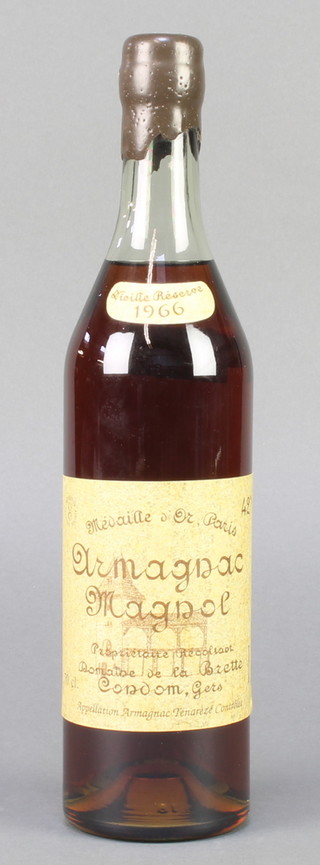 A bottle of 1966 Vieille Reserve Armagnac Magnol  