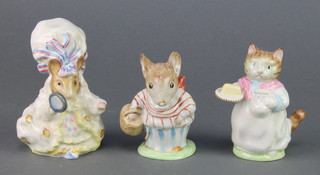 3 Beswick Beatrix Potter figures - Lady Mouse From Tailor of Gloucester 1183 4", Ribby 1199 3 1/2" and Mrs Tittlemouse 1103 style 1 3 1/2" 
