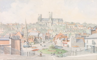 Lance Holtby, watercolour, signed, a view of Lincoln 10 1/2" x 16 1/2" 