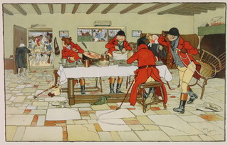 Cecil Aldin, a coloured print "The Hunt Breakfast" 11 1/2" x 18" 