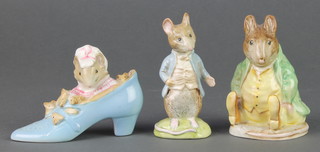 3 Beswick Beatrix Potter figures - Johnny Town Mouse 1276 3 1/2", The Old Woman Who Lived in a Shoe 1545 2 3/4" and Samuel Whiskers 1106 3 1/4" 