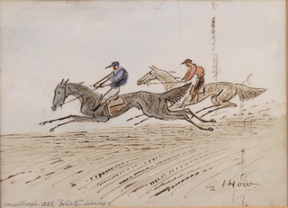 I Howell, watercolour, signed and inscribed, horse racing scene "Muselburgh.1835, Goliath Winning" 5 1/4" x 7 1/2" 