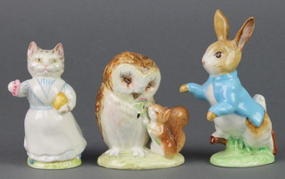 3 Beswick Beatrix Potter figures - Old Mr Brown 1796 3 1/4", Tabitha Twitchett 1676 3 1/2" and Peter Rabbit 1098 4 1/2" 