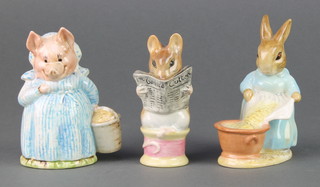 3 Beswick Beatrix Potter figures Aunt Pettitoes 2276 3 3/4", Cecily Parsley 1941 4" and Tailor of Gloucester 1108 3 1/2" 