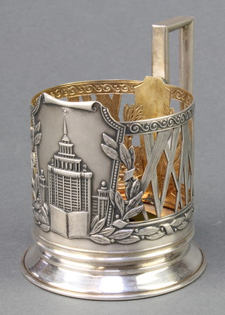 An early 20th Century Continental silver repousse cup holder 110 grams