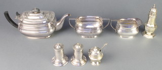 A silver plated 3 piece tea set and minor silver plated items 