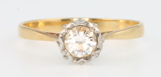 A yellow gold single stone diamond ring, approx. 0.5ct, size T 1/2