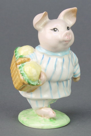 A Beswick Beatrix Potter figure Little Pig Robinson (white blue striped dress, brown basket and yellow cauliflowers) 1104