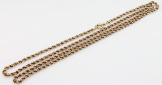 A 9ct yellow gold rope twist necklace 10 grams