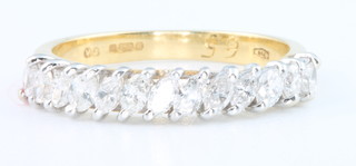 An 18ct yellow gold half hoop eternity ring, approx 0.75ct, size L 1/2
