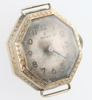 A lady's Art Deco 18ct white gold octagonal cased Rolex wristwatch