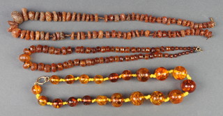 3 amberoid bead necklaces