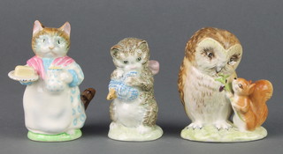 3 Beswick Beatrix Potter figures - Miss Moppett 1275 3", Old Mr Brown 1796 3 1/4" and Ribby 1199 3 1/2" 