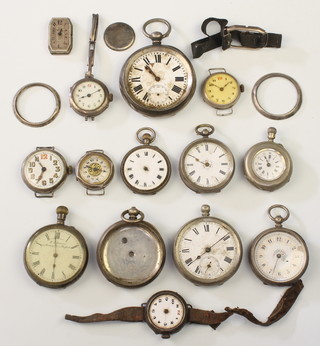 A quantity of silver pocket watch cases 