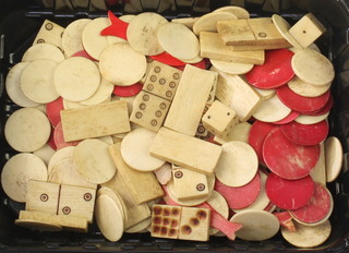 A quantity of 19th Century bone counters and dominoes 