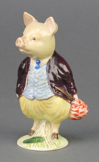 A Beswick Beatrix Potter figure Pigling Bland 1st version (deep maroon jacket) 1365 4 1/2" 