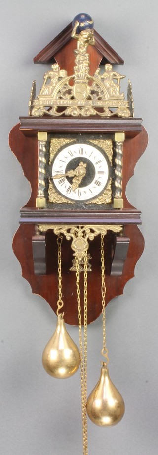 A Dutch Zaandam style wall clock complete with weights 