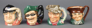 4 Royal Doulton character jugs - Gone Away D6538 4", Old Charlie A mark 4", Dick Turpin D6635 4" and The Poacher D6464 4" 