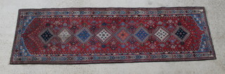 A red and blue ground Persian Yalameh runner 118" x 34"
