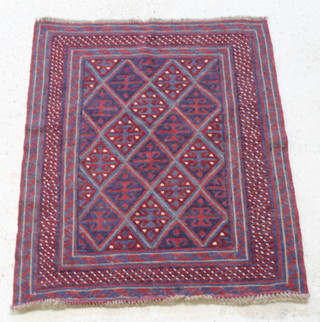 A blue and red ground tribal Gazak rug 49" x 40 1/2"  