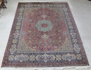 An Axminster brown ground machine made Persian style carpet with central medallion 141" x 109" 
