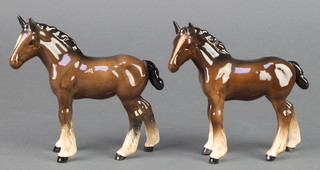 2 Beswick figures - Shire horse, small, brown gloss 1053 4" 