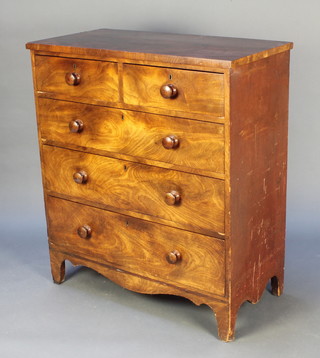 A 19th Century mahogany chest of 2 short and 3 long drawers with tore handles raised on bracket feet 42 1/2"h x 37"w x 19"d 
