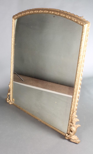 A Victorian arched plate over mantel mirror contained in a gilt painted frame 52 1/2"h x 53"